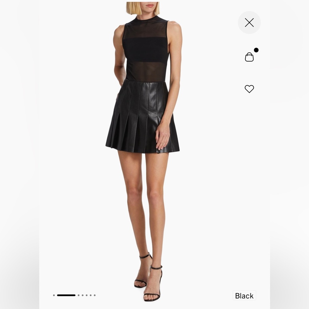 Alice + Olivia  Chara Mesh & Faux Leather A-Line Minidress  EXCLUSIVE at SAKS